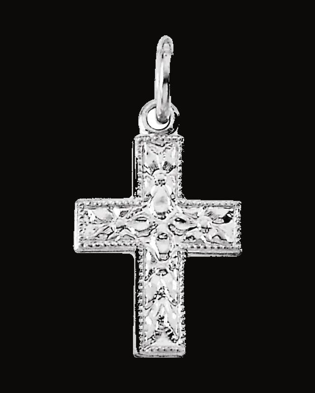 Floral Cross Pendant — Sterling Silver