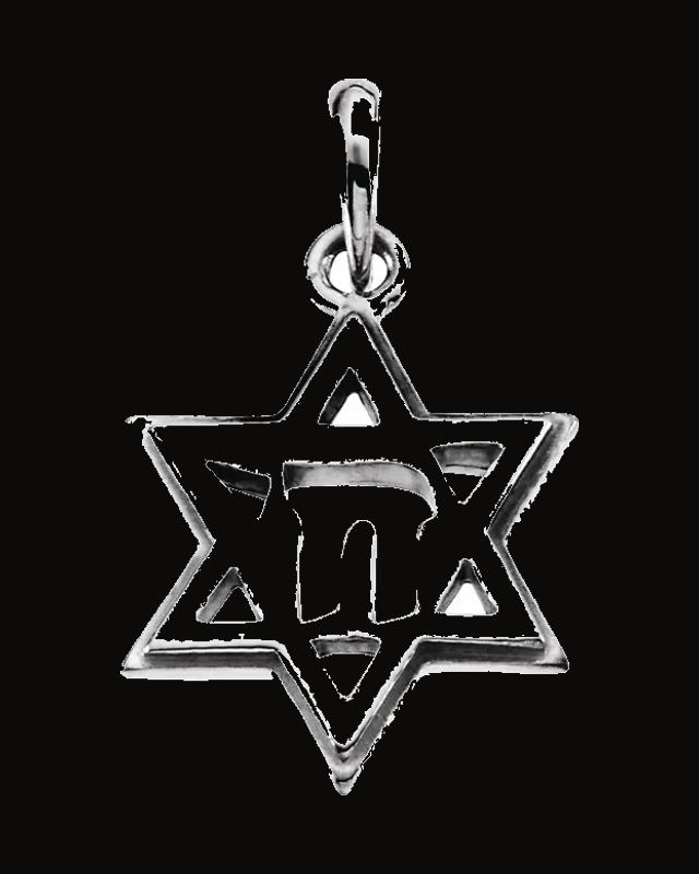 Star of David Chai Pendant — Rhodium-Plated on 14K White Gold