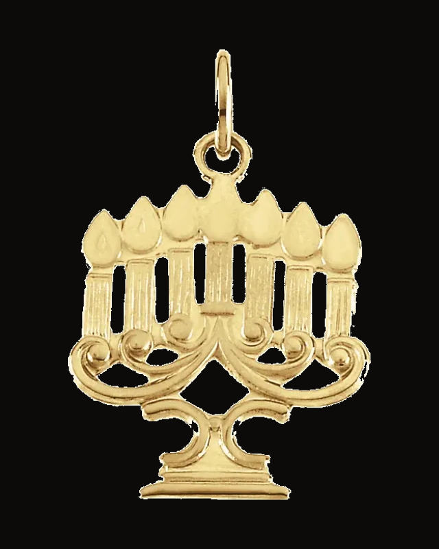 Menorah Pendant — 14K Yellow Gold
