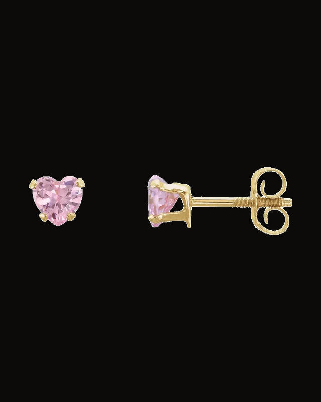 Heart Snap-In Youth Stud Earrings — 14K Yellow Gold