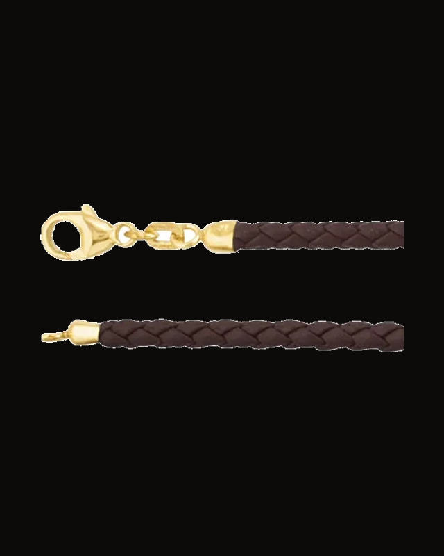 3 mm Braided Leather Cord — 14K Yellow Gold