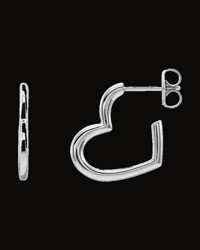 Heart Hoop Earrings With Backs — Sterling Silver