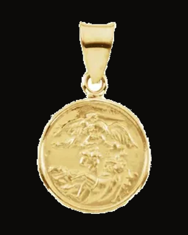 Round St. Michael Medal — 18K Yellow Gold