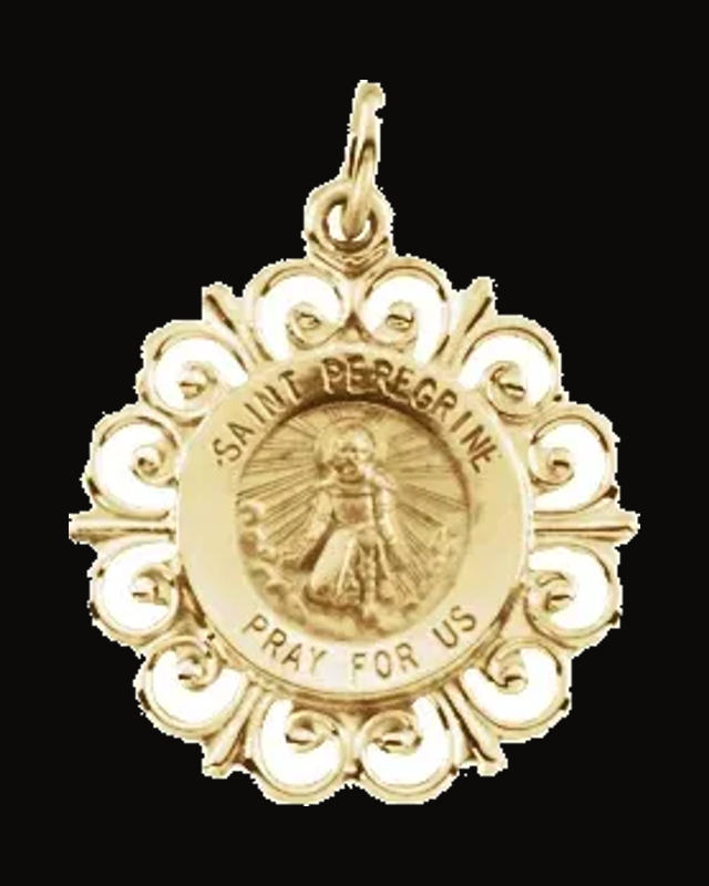 Round St. Peregrine Medal — 14K Yellow Gold