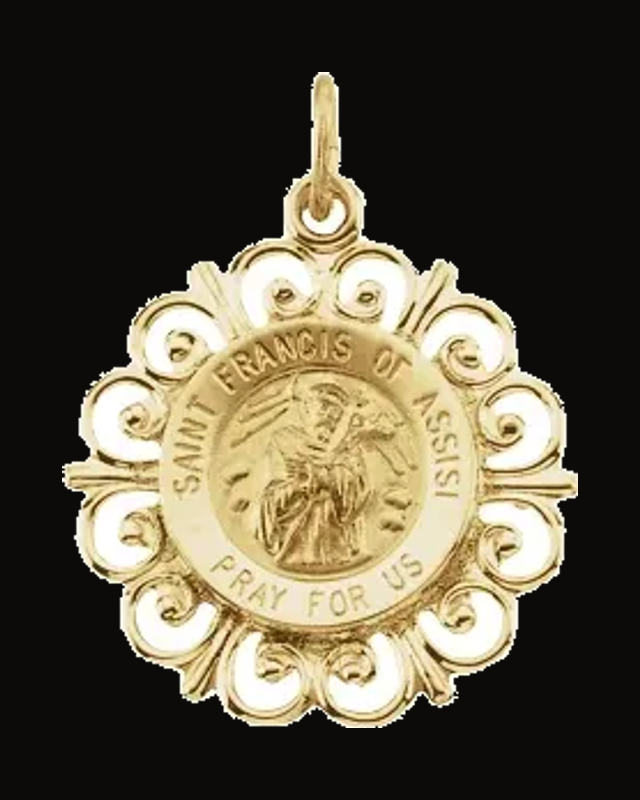 Round St. Francis Of Assisi Medal — 14K Yellow Gold