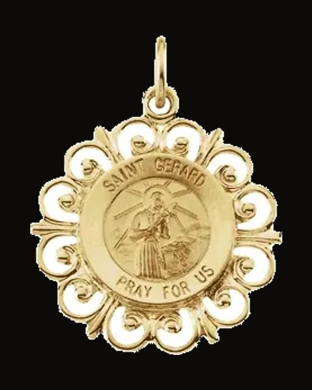 Round St. Gerard Medal — 14K Yellow Gold