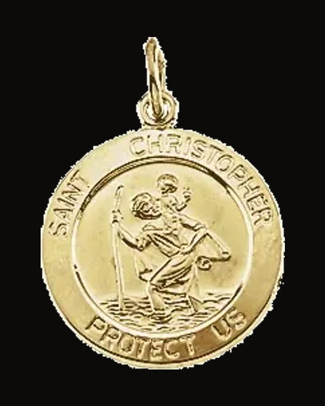 St. Christopher Medal Pendant — 14K Yellow Gold