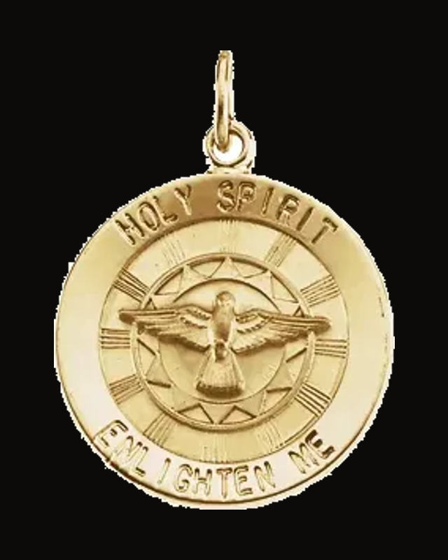 Round Holy Spirit Medal — 14K Yellow Gold