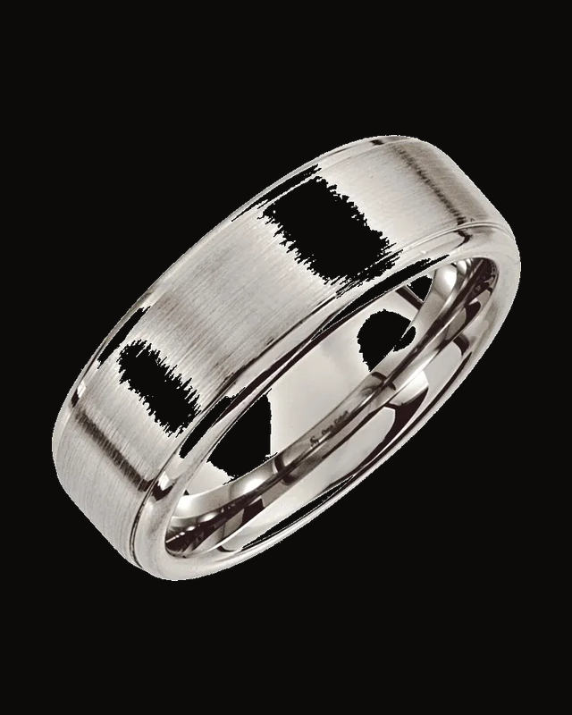 Stepped-Edge Inlay Comfort-Fit Band with Satin Finish — Cobalt · 8 mm