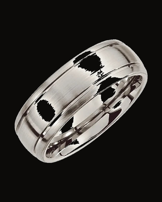 Grooved Comfort-Fit Half Round Band with Satin Finish — Cobalt · 8 mm