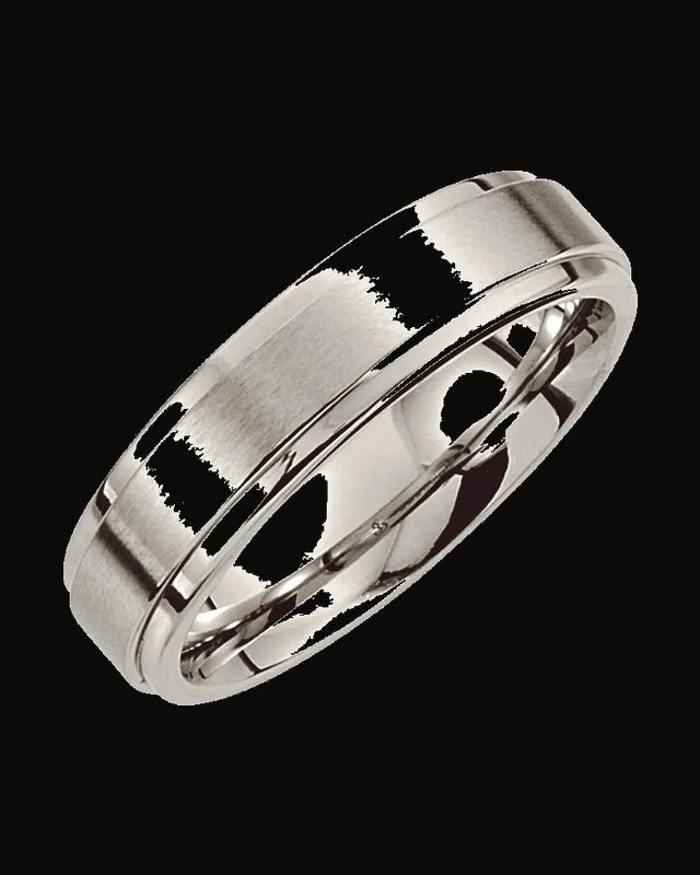 Stepped-Edge Comfort-Fit Flat Band with Satin Finish — Cobalt · 6 mm