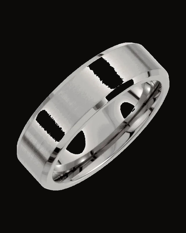 Beveled-Edge Inlay Comfort-Fit Band with Satin Finish — Titanium · 7 mm