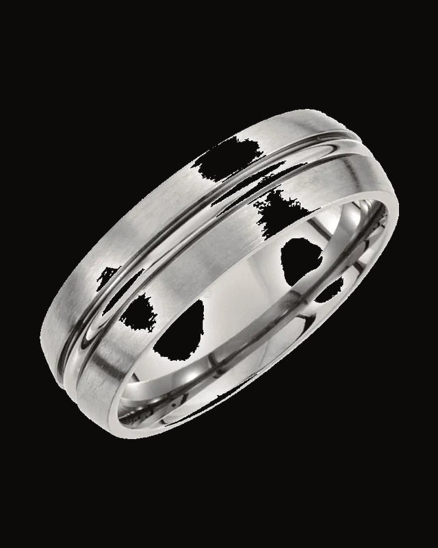 Titanium Grooved Comfort-Fit Half Round Band with Satin Finish