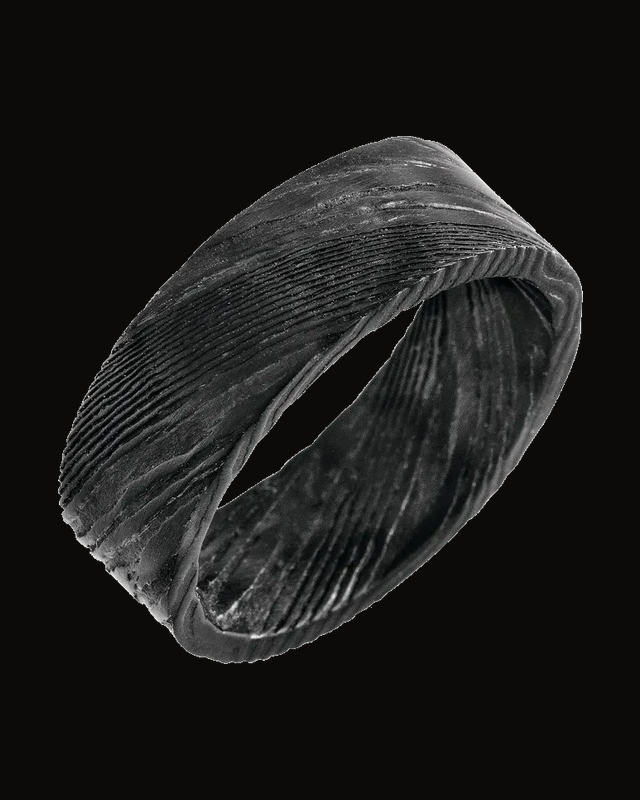 Damascus Steel Patterned Flat Band — Damascus Stainless Steel · 8 mm