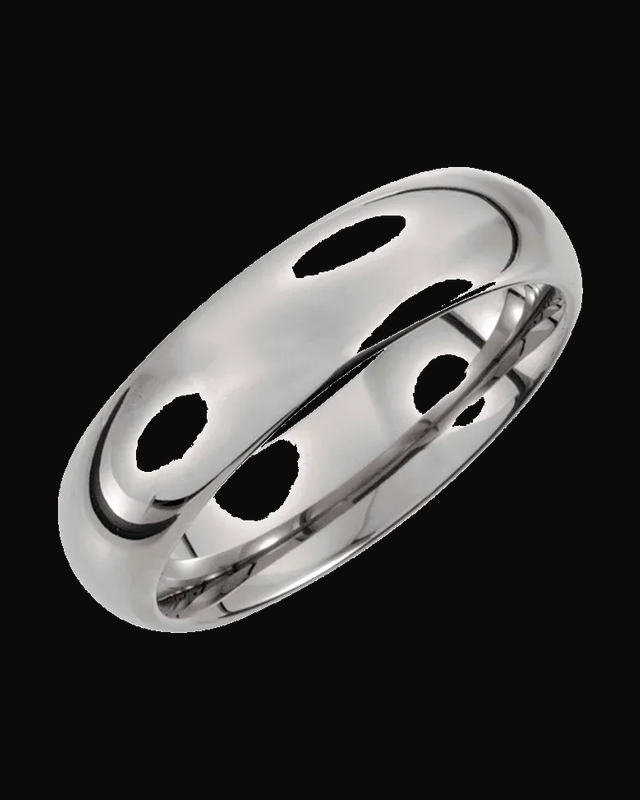 Comfort-Fit Half Round Band — White Tungsten / Tungsten