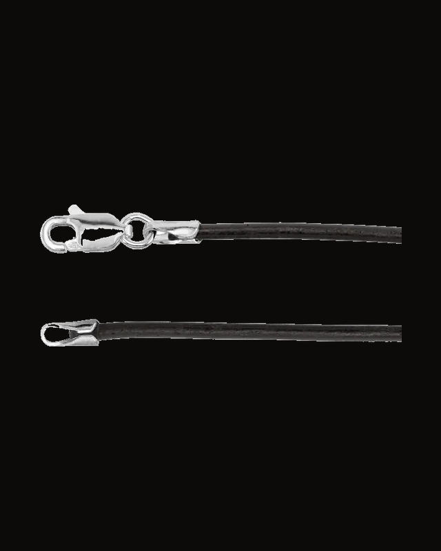 2 mm Black Rubber Cord Necklace — Silver-Plated on Sterling Silver