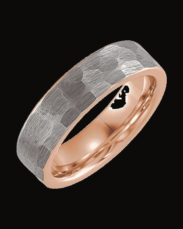 Comfort-Fit Flat Band with Hammered Finish — Tungsten
