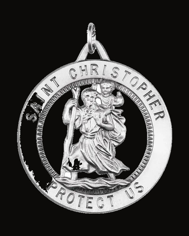 St. Christopher Medal Necklace or Pendant — Sterling Silver
