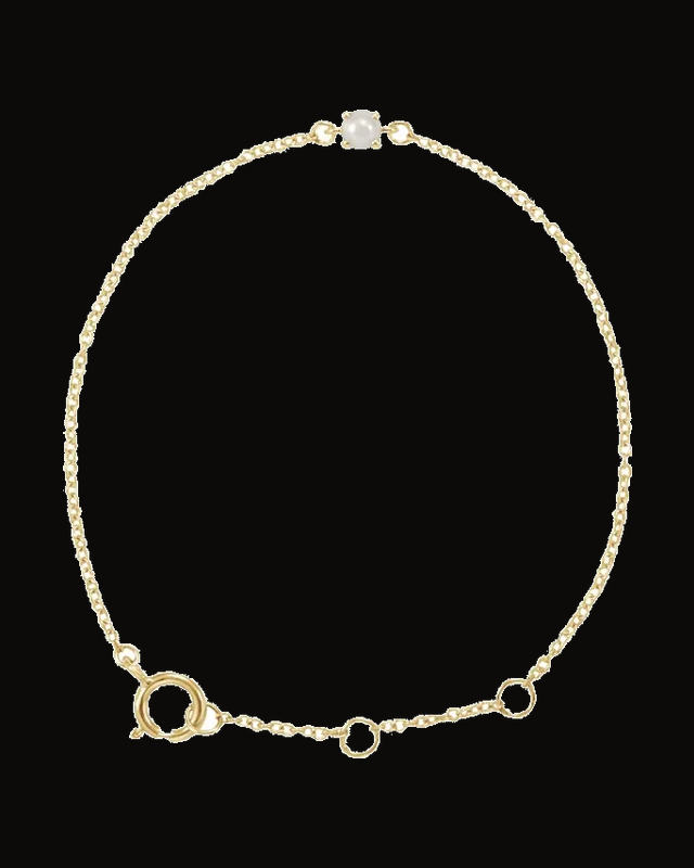 Imitation Pearl Youth Birthstone Bracelet — 14K Yellow Gold · 3 mm