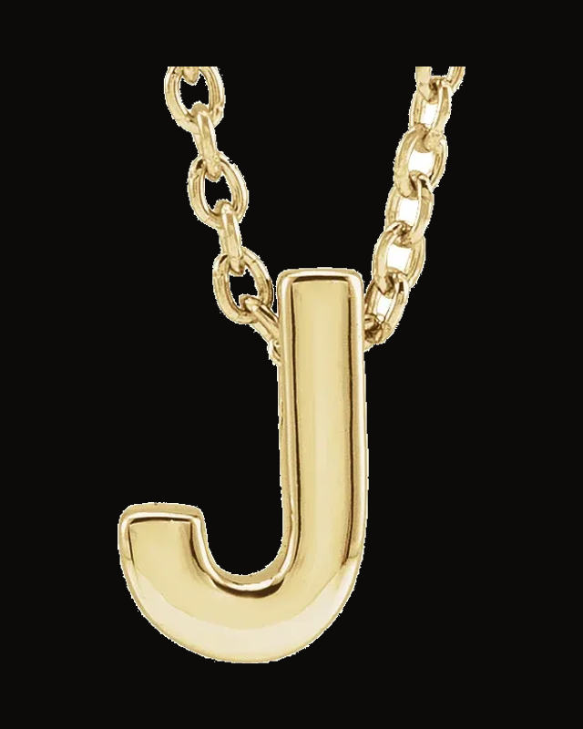 Initial Pendant Slide Necklace — 14K White / Yellow Gold