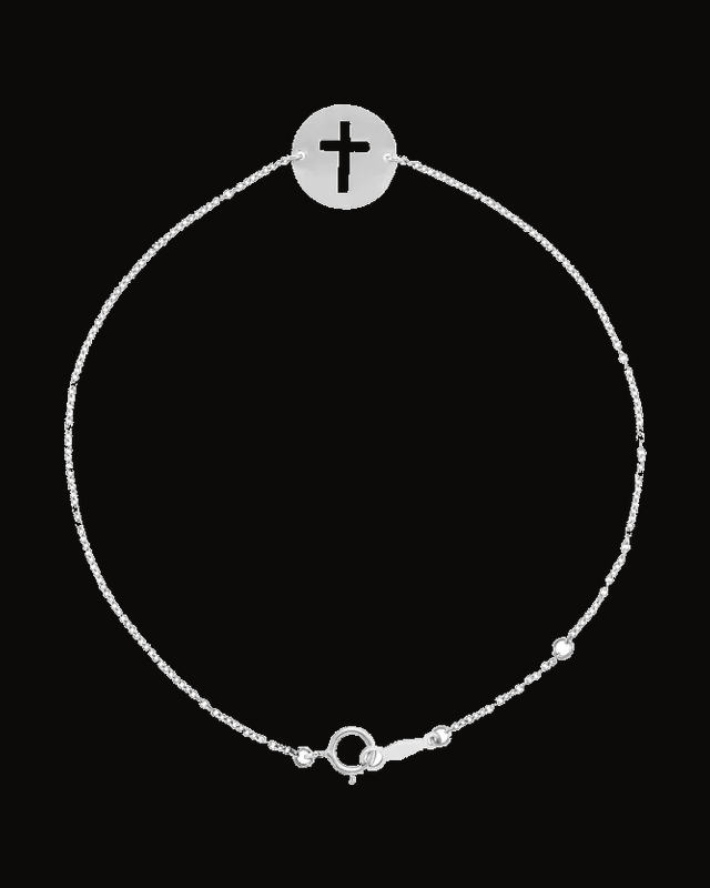 Pierced Cross Disc Bracelet — Sterling Silver