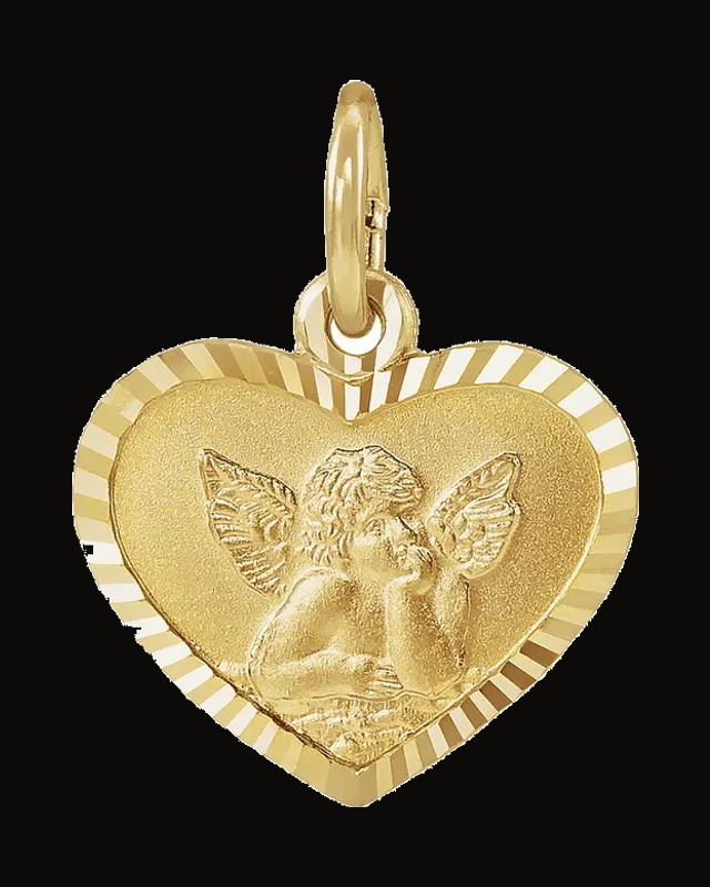 Heart Angel Medal — 14K Yellow Gold