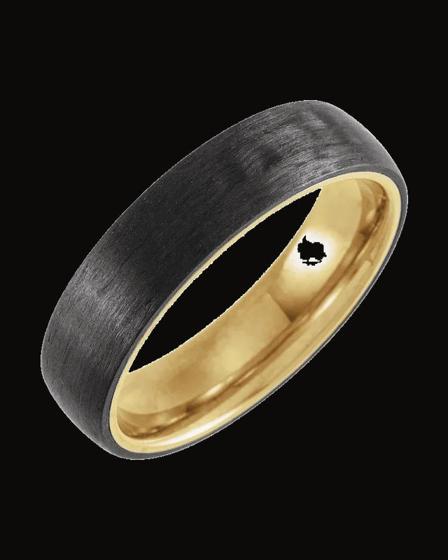 Comfort-Fit Half Round Band Withn 18K Yellow Gold Pvd — 18K Yellow Gold PVD Titanium · 6 mm