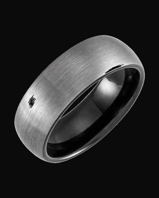 Comfort-Fit Half-Round Band with Satin Finish — Black PVD Tungsten · 8 mm