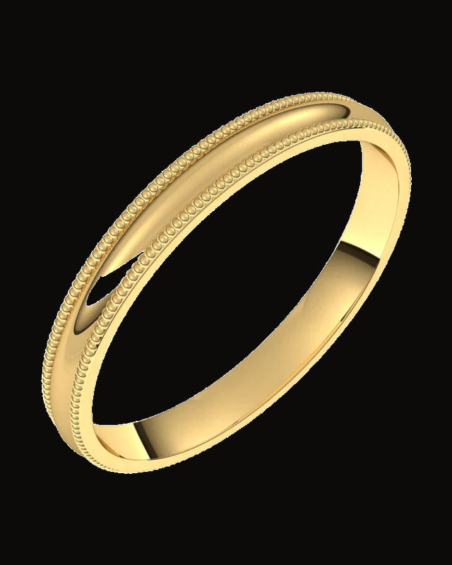 Lightweight Milgrain Comfort-Fit Half Round Band