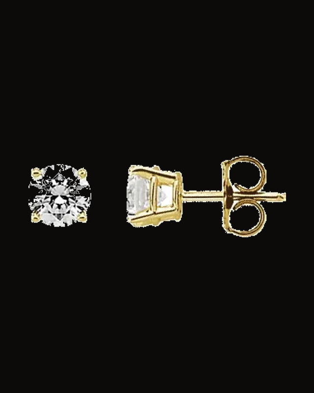 Imitation White Cubic Zirconia Earrings — 14K Yellow / White Gold · 6 mm