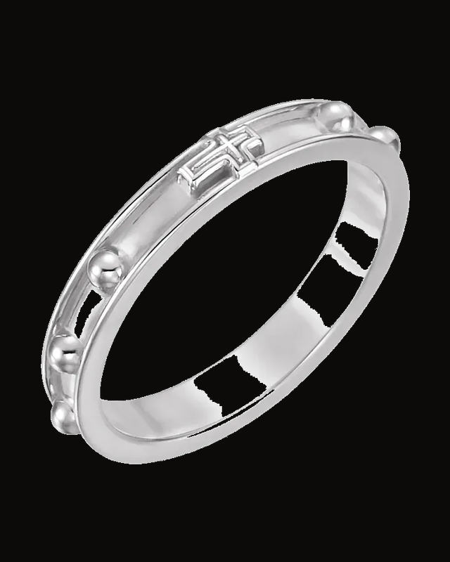 Rosary Ring With Raised Borders — Sterling Silver · 3.2 mm