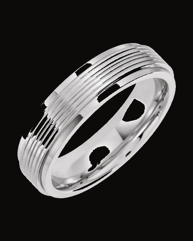 Stepped-Edge Grooved Flat Band — Cobalt · 6 mm