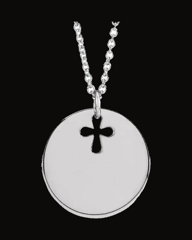 Engravable Pierced Cross Necklace or Pendant — Sterling Silver