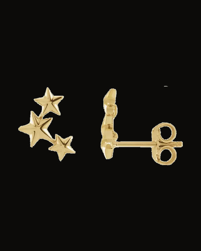 Star Ear Climbers — 14K Yellow Gold