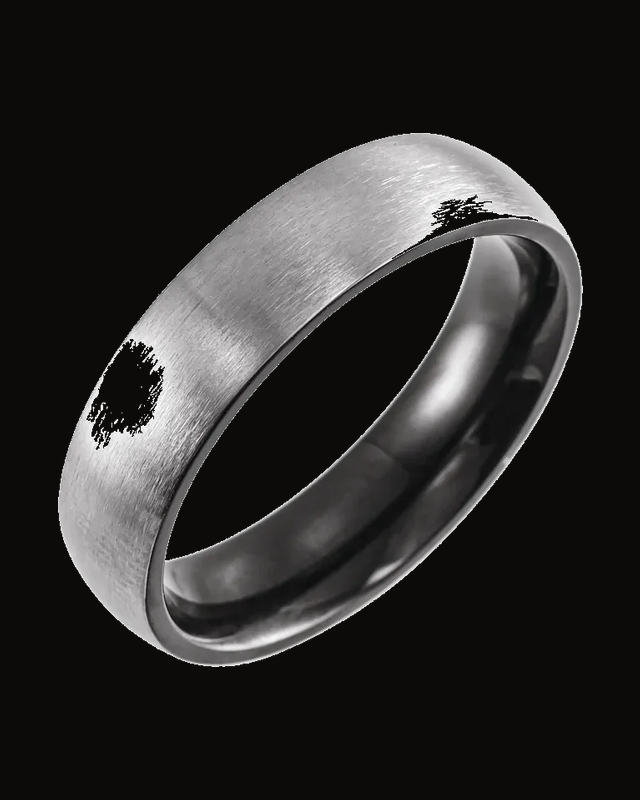 Comfort-Fit Half Round Band With Satin Finish And Black Pvd — Black PVD Titanium · 6 mm