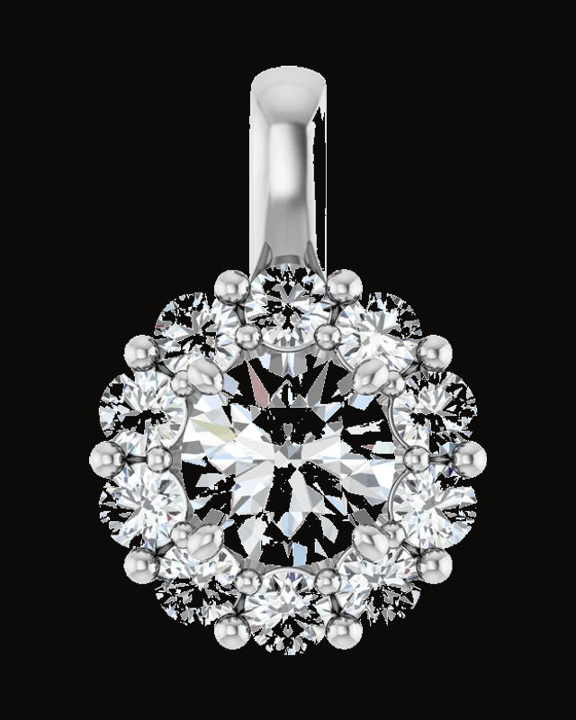 Halo-Style Pendant — Rhodium-Plated on 14K White Gold