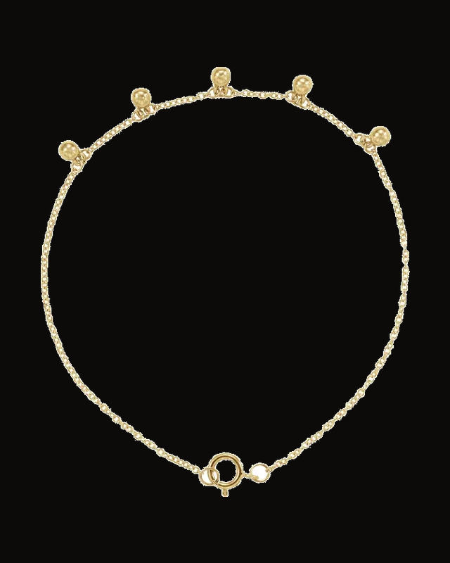 Beaded Station Bracelet — 14K Yellow Gold