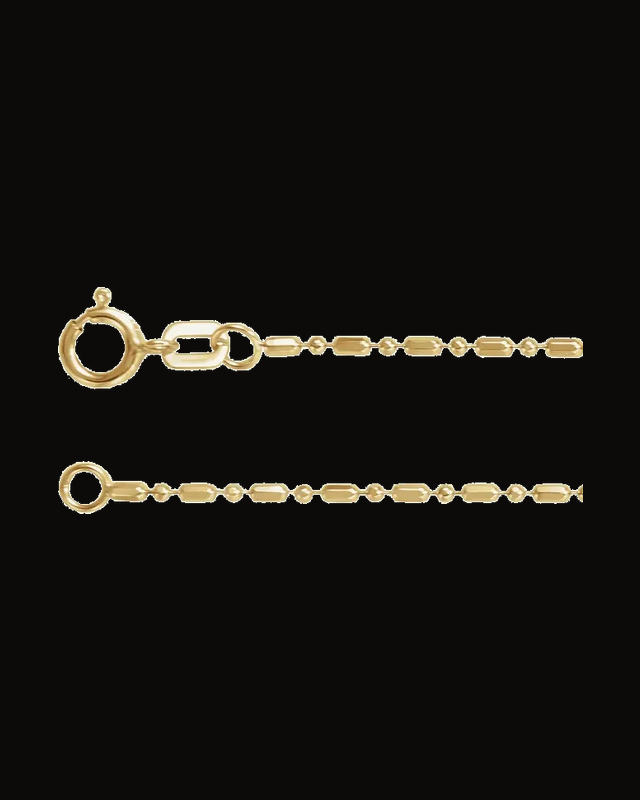 Alternating Hollow Diamond-Cut Bead Chain — 14K Yellow / White Gold
