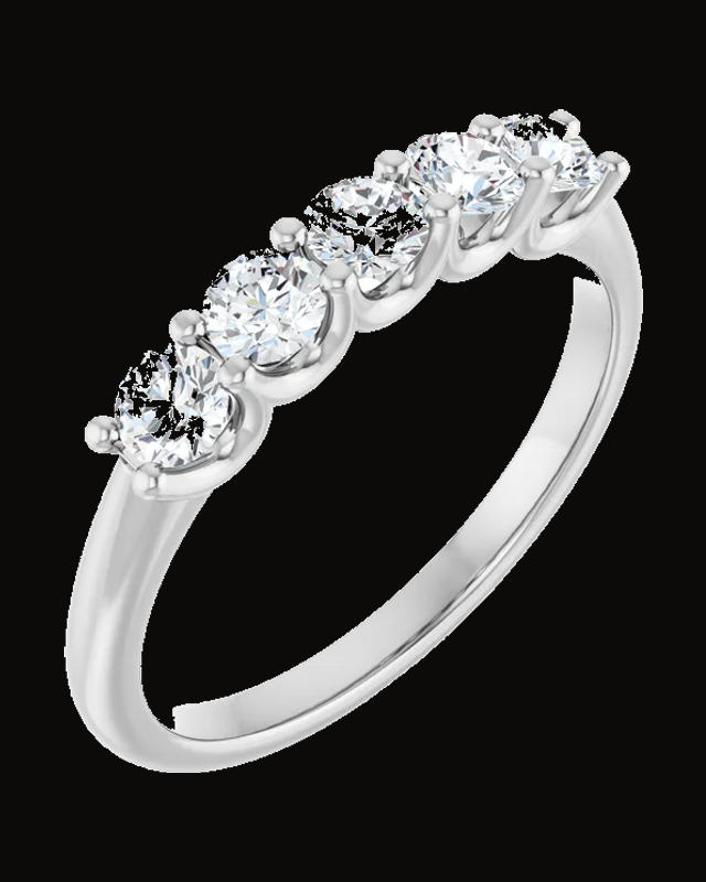 U-Prong Five-Stone Anniversary Band — Rhodium-Plated on 14K White Gold · Lab-Grown Diamond