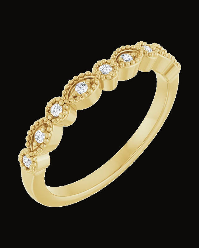 0.08 CTW Natural Diamond Vintage-Inspired Matching Band — 14K Yellow / White Gold · 2 mm