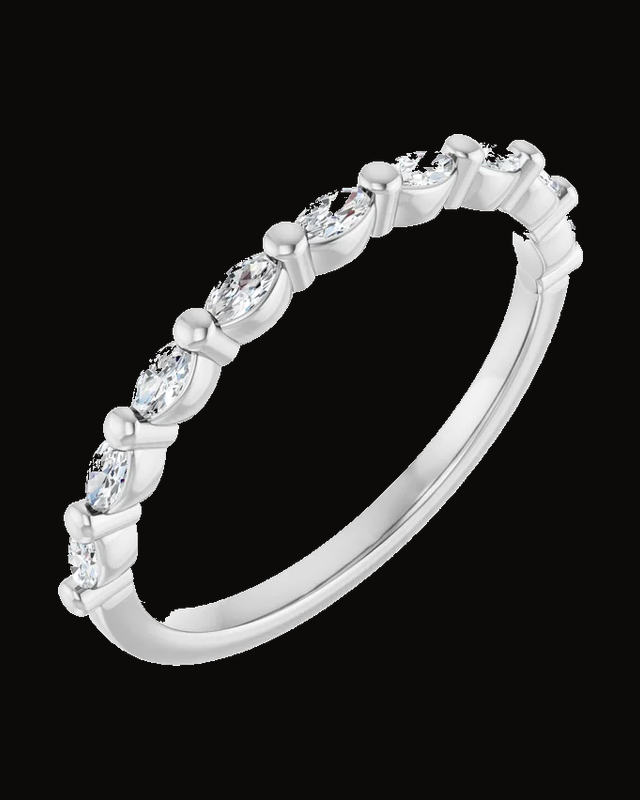 Shared-Prong Anniversary Band — 14K White / Yellow Gold · 1.7 mm — Marquise