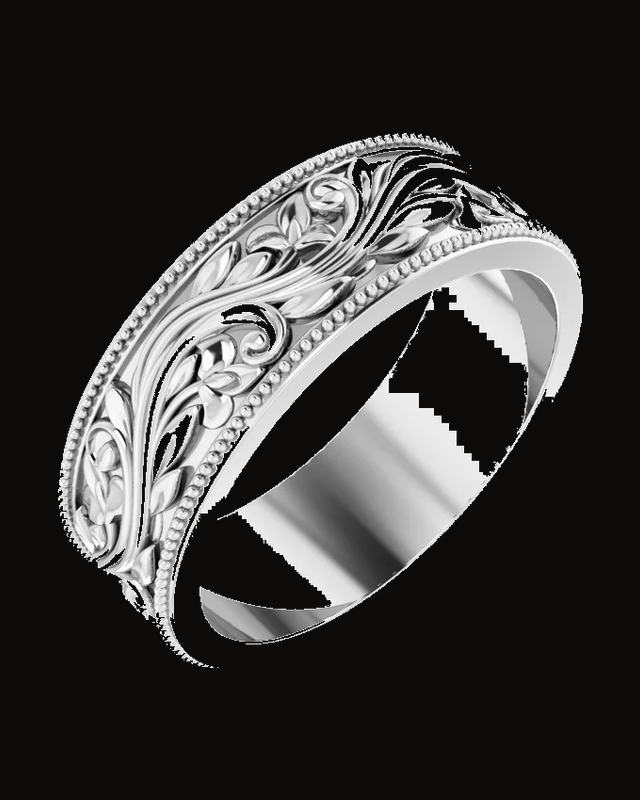 Milgrain Edge Sculptural Standard Fit Band — Sterling Silver · 6 mm · Size 7