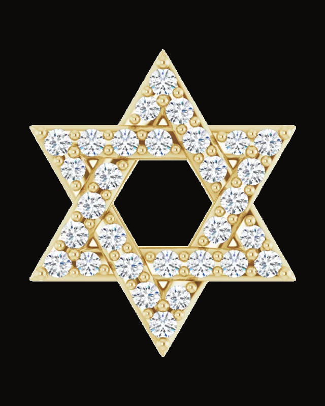 1/10 CTW Natural Diamond Star Of David Pendant — 14K White / Yellow Gold · 1 mm