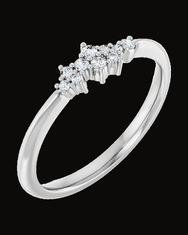0.08 CTW Natural Diamond Stackable Cluster Ring — Rhodium-Plated on 14K White Gold · 2 mm