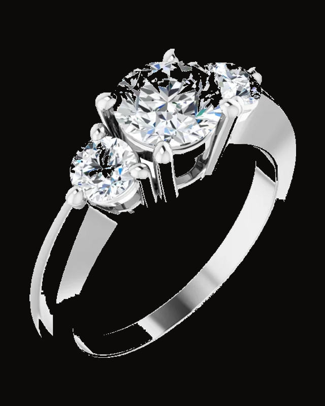 Imitation White Cubic Zirconia 3-Stone Ring — Rhodium-Plated on Sterling Silver · 1.07 mm · Size 8