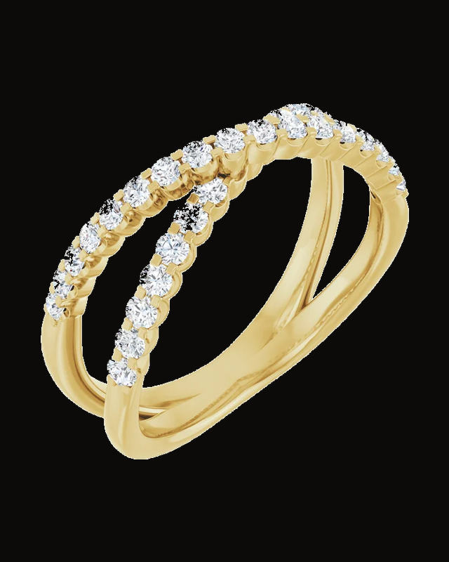 1/2 CTW Lab-Grown Diamond Criss-Cross Ring — 14K Yellow Gold-Plated · 3.16 mm · Size 7