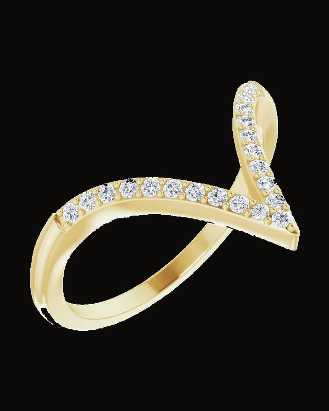 1/6 CTW Natural Diamond V Ring — 14K Yellow Gold · 1.3 mm