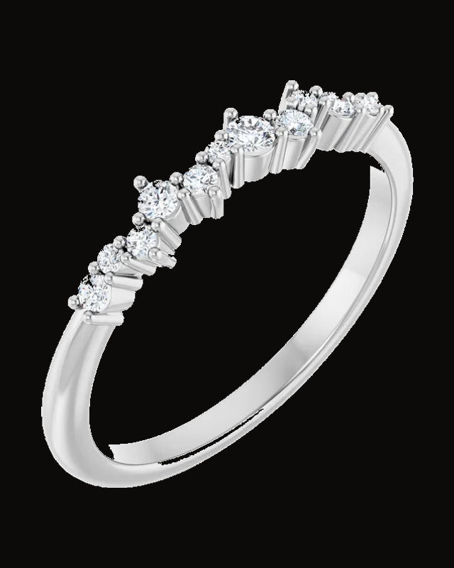 1/6 CTW Natural Diamond Stackable Ring — Rhodium-Plated on 14K White Gold · 1.8 mm
