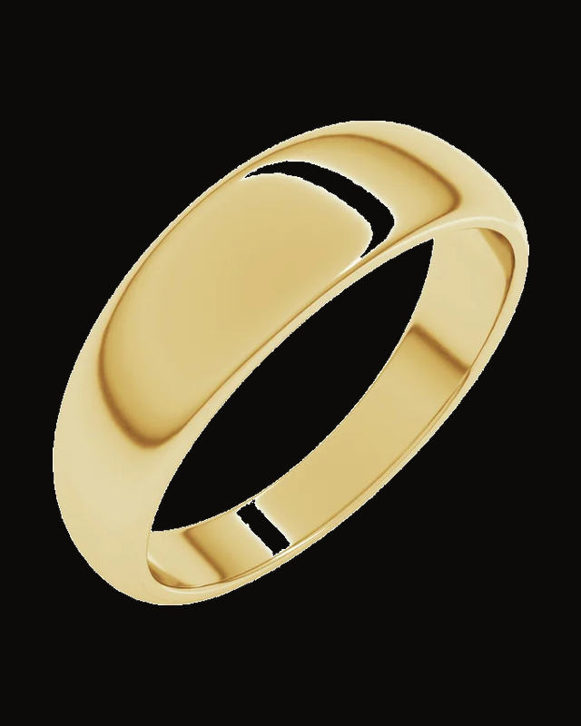 Tapered Half Round Band — 14K Yellow Gold · 6 mm