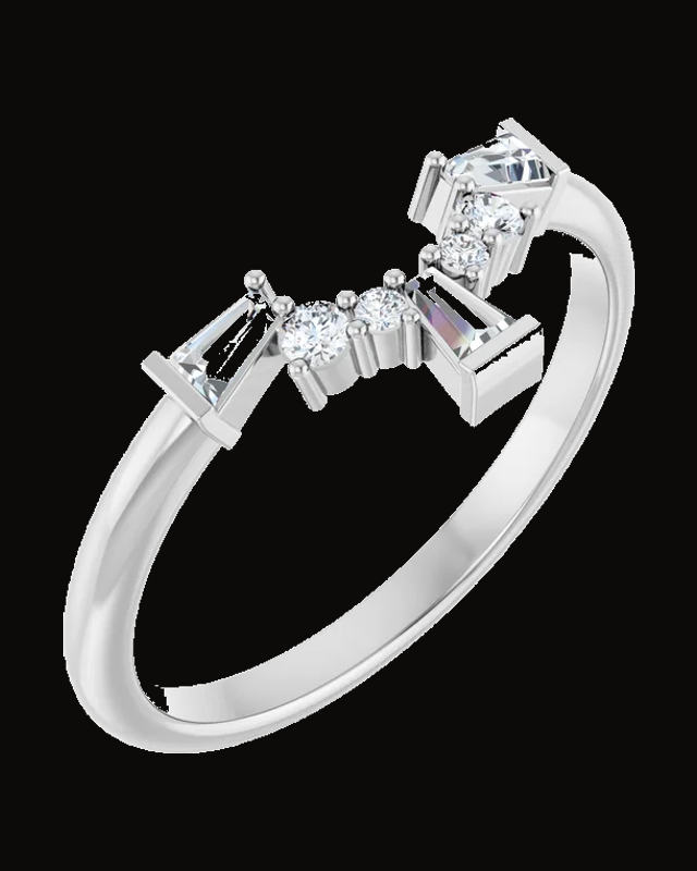 Accented Contour Band — Rhodium-Plated on 14K White Gold · 2 mm